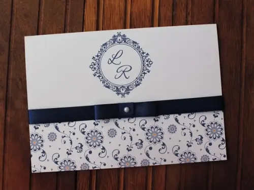 Convite Casamento Floral Azul Marinho Convite 15 Anos