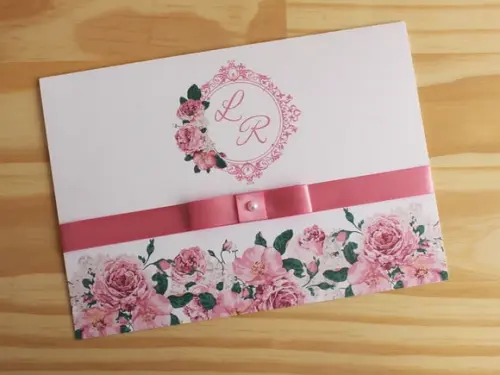 Convite Casamento Floral Convite 15 Anos Floral Rosa