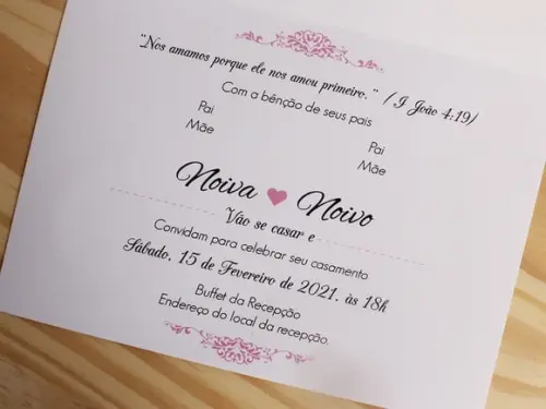 Convite Casamento Floral Convite 15 Anos Floral Rosa Claro