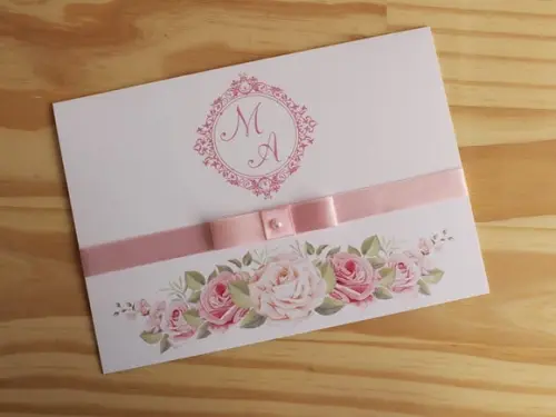 Convite Casamento Floral Convite 15 Anos Floral Rosa Claro