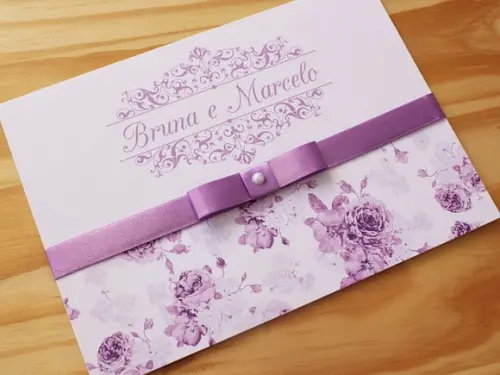Convite Casamento Floral Lilás 15 Anos Aniversário