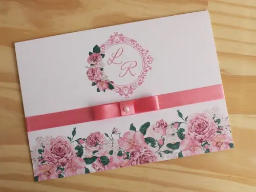 Convite Casamento Floral Rosas Convite 15 Anos