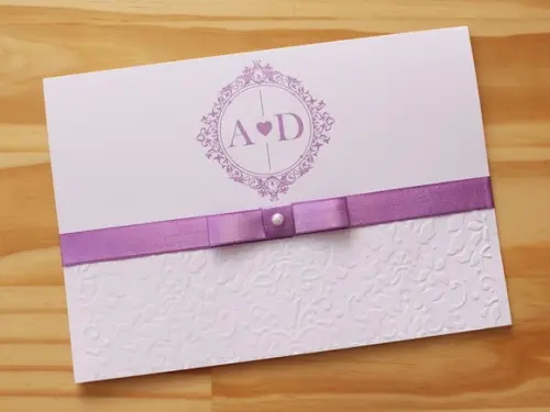 Convite Casamento Lilás Texturizado Alto Relevo 15 Anos