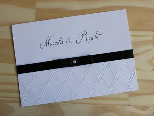 Convite Casamento Relevo Delicado Simples Promoção