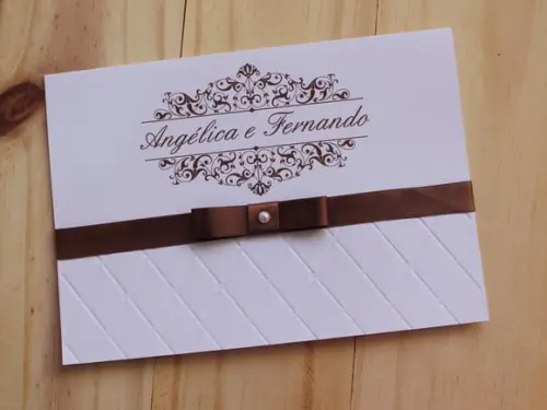 Convite Casamento Relevo Marrom Textura Promoção