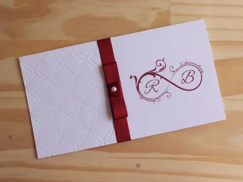 Convite Casamento Relevo Marsala Textura 15 Anos