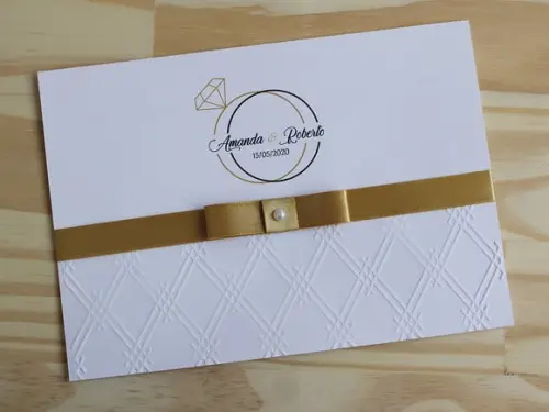 Convite Casamento Relevo Textura Dourado Convite 15 Anos