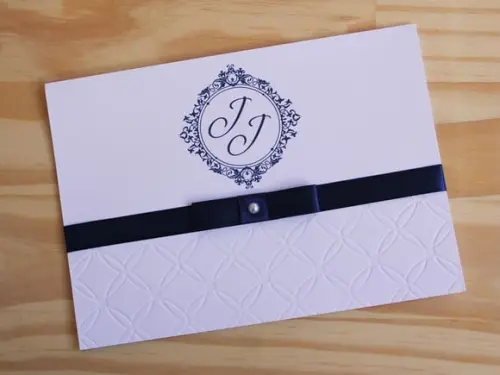 Convite Casamento Relevo Textura Marinho 15 Anos Bodas