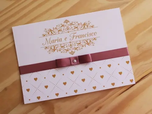 Convite Casamento Rose 15 Anos Rosa Queimado Dourado