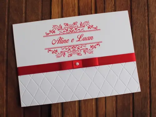 Convite Casamento Textura Convite 15 Anos Relevo Vermelho
