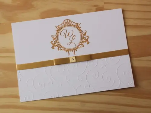 Convite Casamento Textura Dourado Relevo 15 Anos