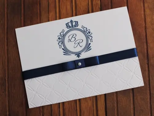 Convite Casamento Textura Relevo - Convite 15 Anos Azul