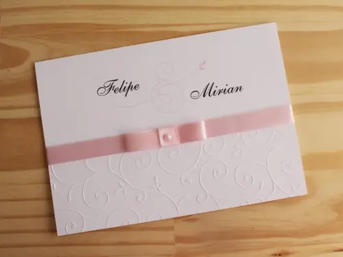 Convite Casamento Texturizado Relevo Rosa 15 Anos