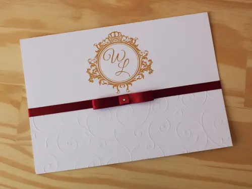 Convite Casamento Texturizado Dourado Marsala Relevo