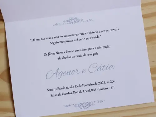 Convite de Bodas Prata Ouro Esmeralda Zinco 25 Anos