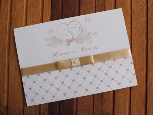 Convite de Casamento - Convite 15 Anos - 240g Bege Passaro