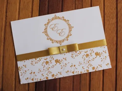 Convite de Casamento - Convite 15 Anos - 240g Floral Dourado
