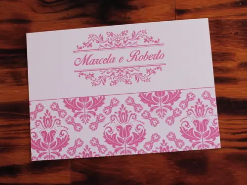 Convite de Casamento Arabesco Rosa Convite 15 Anos