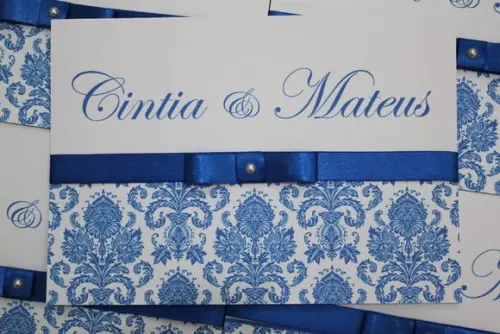 Convite de Casamento Azul Royal Caneta 15 Anos