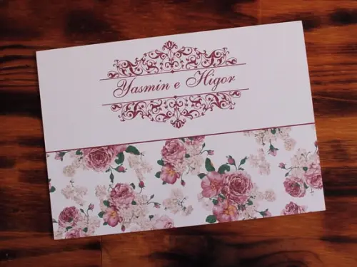 Convite de Casamento Floral Marsala Convite 15 Anos