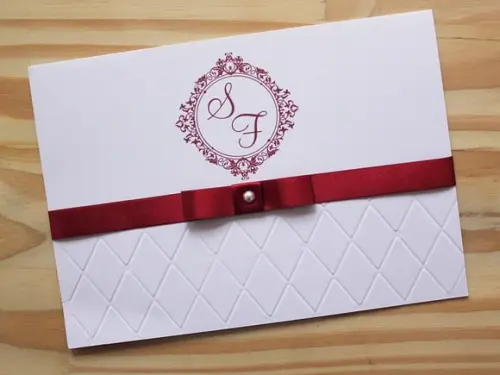 Convite de Casamento Relevo Marsala 15 Anos Textura