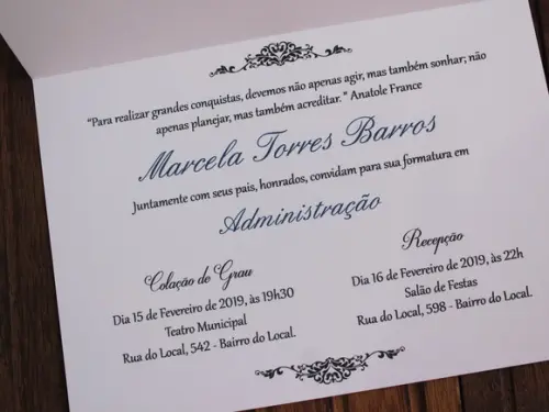 Convite Formatura - Administração - Textura - Colação Grau