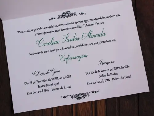 Convite Formatura - Enfermagem - Textura - Colação Grau 63