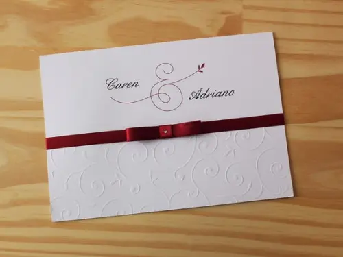 Convite para Casamento Relevo Marsala Relevo