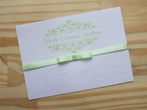 Convite para Casamento em Relevo Verde 15 Anos Bodas