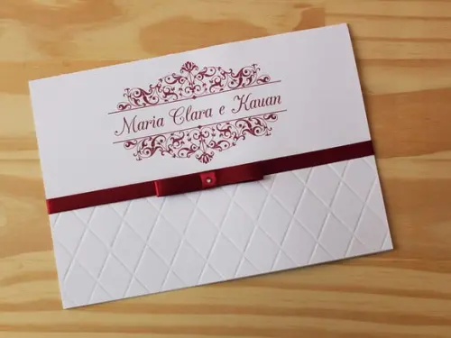 Convite para Casamento Relevo Marsala Texturizado