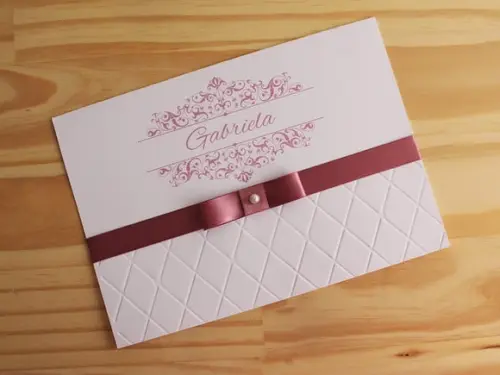 Convite Rose 15 Anos Relevo Texturizado Delicado Promoção