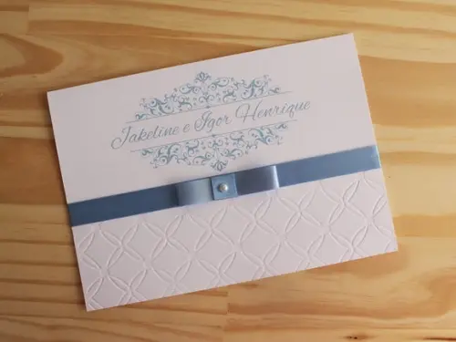 Convite Serenity Textura Casamento 15 Anos Relevo