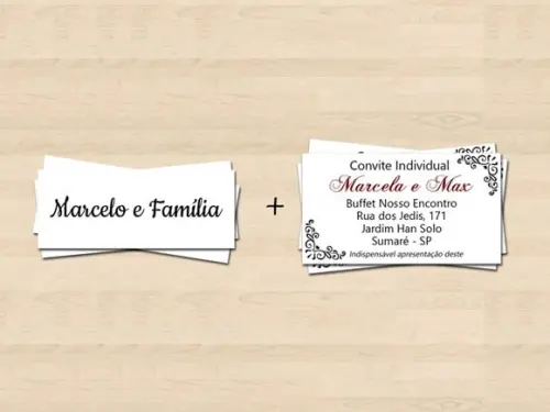 Convite, Individual e Tag com Nome do Convidado