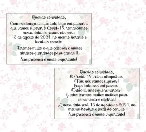 Tag para remarcação de data devido ao Covid-19
