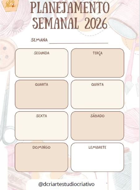 Planner para Artesã 2026 - Personalizado