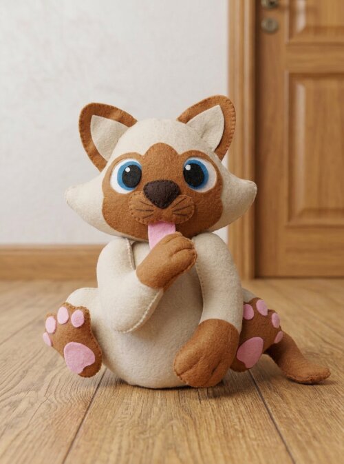 Peso de porta Gatinho bege e caramelo