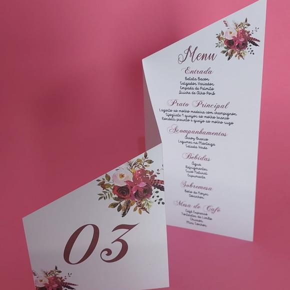 Identificador de Mesa (3 em 1) Casamento, Menu e Operação Lu