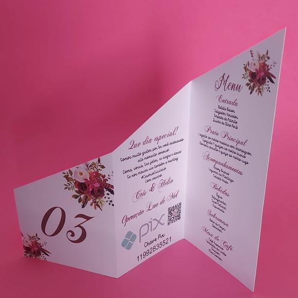 Identificador de Mesa (3 em 1) Casamento, Menu e Operação Lu