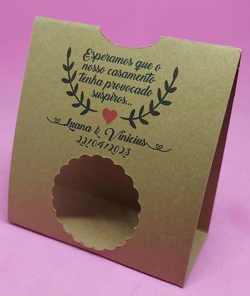 Lembrancinha Casamento Rustico - Porta Mini Suspiros 10x9cm
