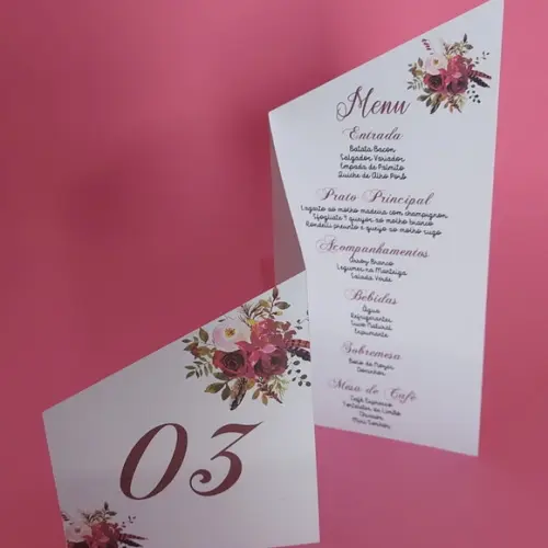 Identificador de Mesa (3 em 1) Casamento, Menu e Operação Lu