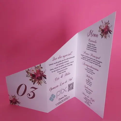 Identificador de Mesa (3 em 1) Casamento, Menu e Operação Lu
