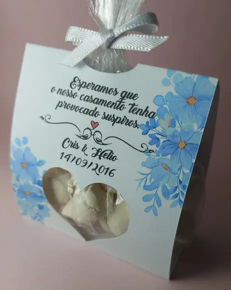 Lembrancinha Casamento Porta Mini Suspiros Azul Serenity