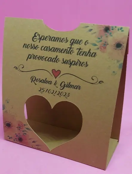 Lembrancinha Casamento Rustico - Porta Mini Suspiros 10x9cm