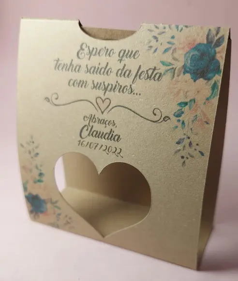 Lembrancinha Casamento Rustico - Porta Mini Suspiros 10x9cm