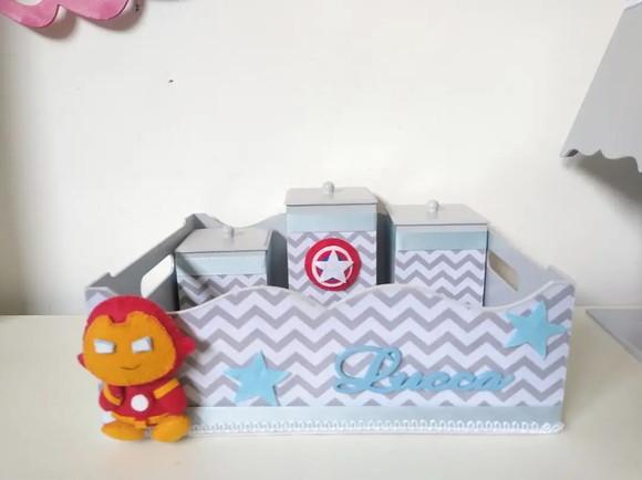 Cesta com 3 Potes em Vários Temas e Cores