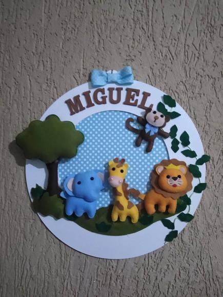 Enfeite Porta Maternidade Tema Safari Guirlanda em mdf