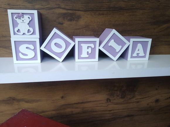 Kit com 6 Cubos Decorativos com Letras e Moldura Tamanho 5×5