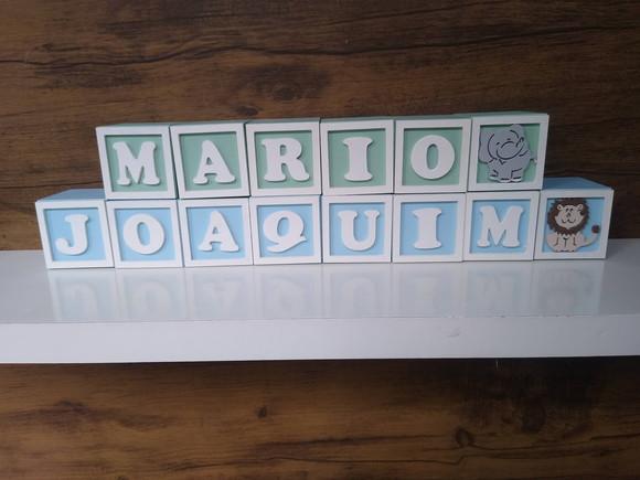 Kit com 6 Cubos Decorativos com Letras e Moldura Tamanho 7×7