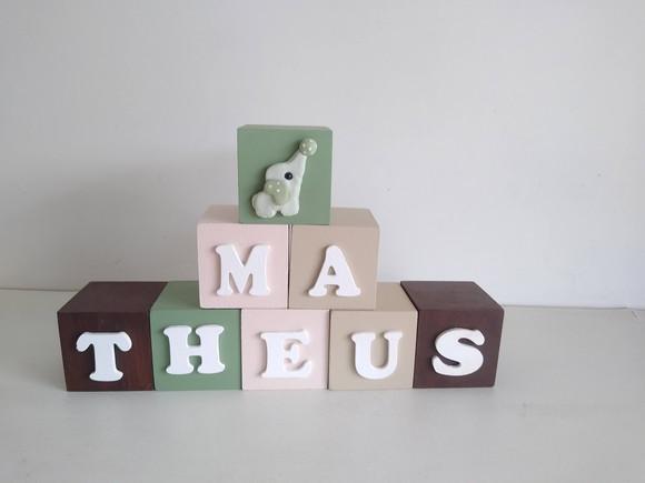 Kit com 7 Cubos em mdf Decorativos Tema Safari 7×7