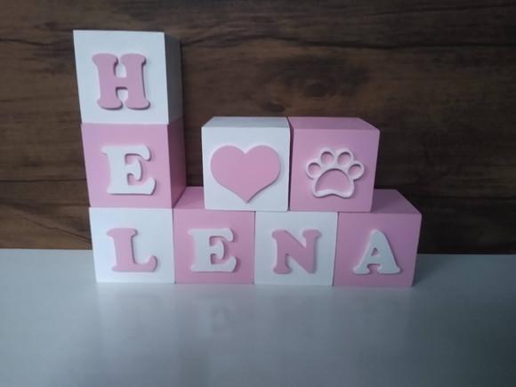 Kit com 8 Cubos com Letras Personalizados em mdf Tamanho 7×
